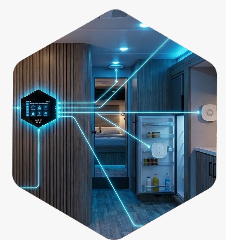 RV thermostat upgrade using WalTech smart thermostat app for mobile HVAC control and pet monitoring